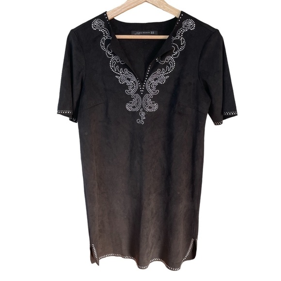 ZARA Faux Suede Embellished Tunic Dress XS - Picture 1 of 6